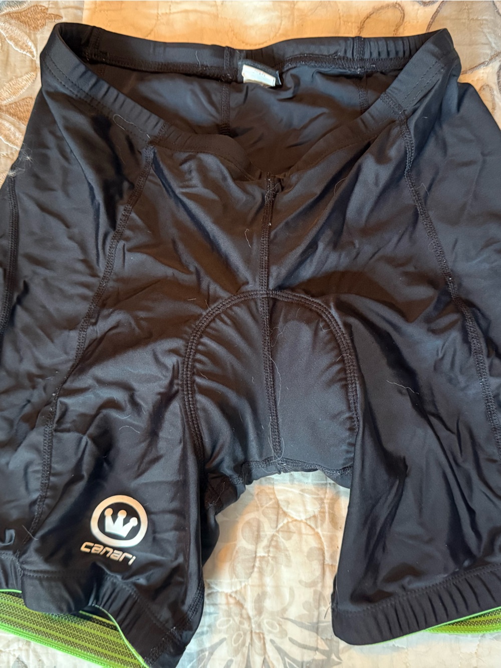 Canari Black Bike Shorts with Lime Trim